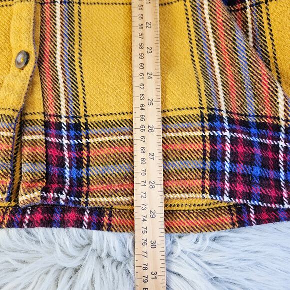 Maurices XL Mustard Plaid Shirt Flannel Shacket Oversize Fall Cozy Rustic Grunge - Picture 14 of 14